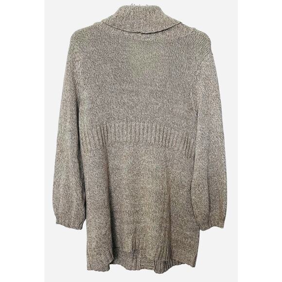 JUST MY SIZE (JMS) LONG SLEEVE BUTTON-UP KNIT SWEATER, 2X, TAN, WIDE COLLAR - Picture 4 of 10